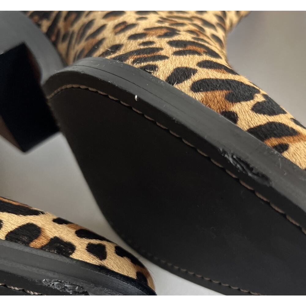 COACH Boots Sz 9 Women's Animal Print Bowery Heel Bootie Calf Fur Charm Cheetah - Picture 15 of 16